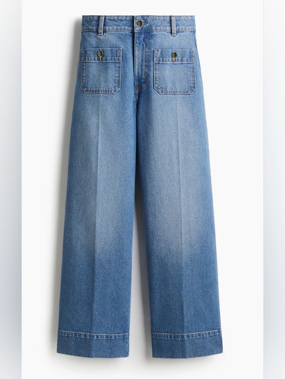 H&M Light Blue Wide-Leg Denim Jeans with Front Pockets